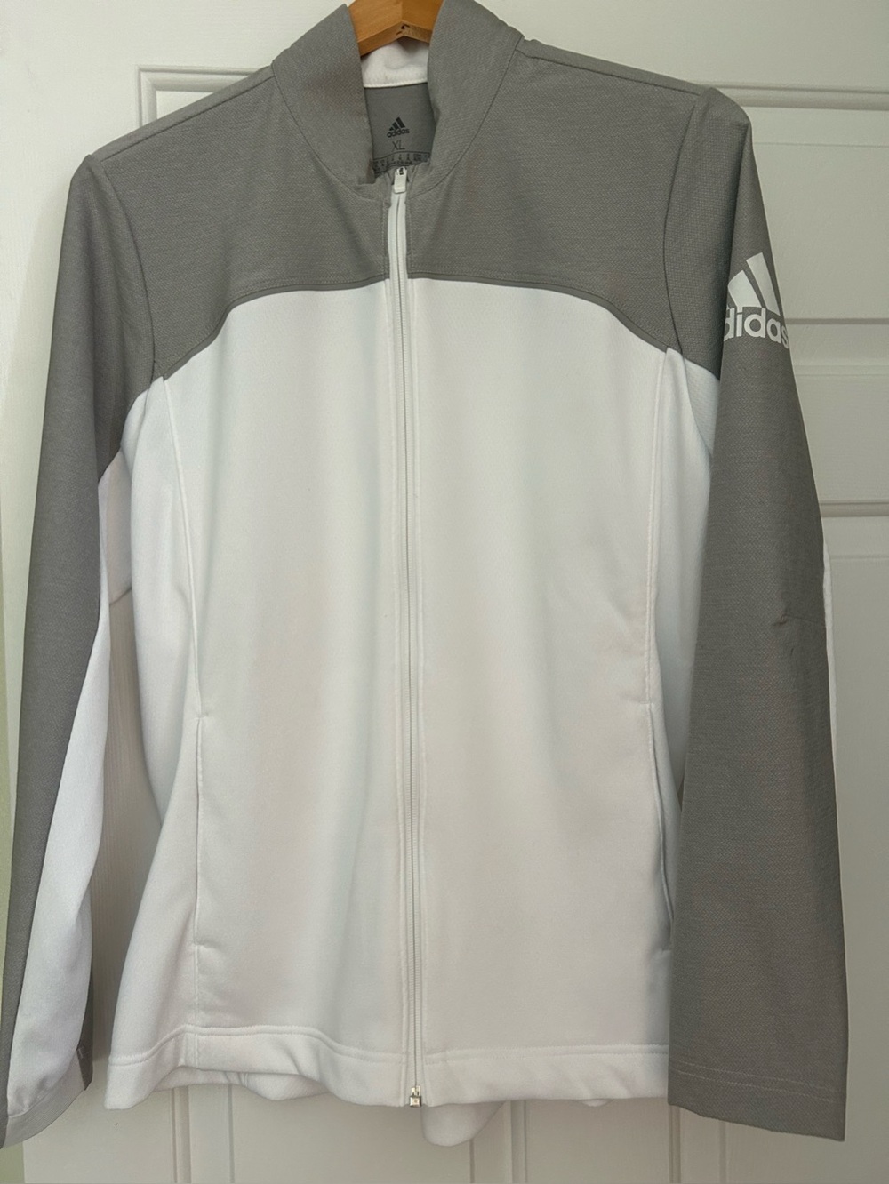 Women’s Adidas White and Gray Full Zip Up Jacket